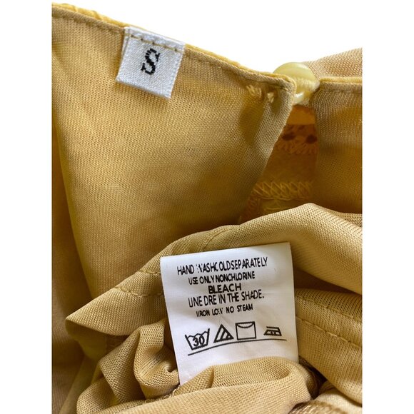 Yellow Eyelet Short Sleeve Dress Small 100% Cotton‎ Western Prairie Boho Doll - Picture 3 of 4